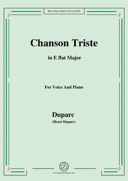 Duparc Chanson Triste In E Flat Major Sheet Music