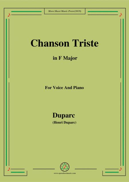 Duparc Chanson Triste In F Major Sheet Music