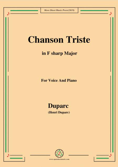Free Sheet Music Duparc Chanson Triste In F Sharp Major