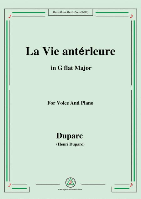 Duparc La Vie Antrleure In G Flat Major Sheet Music