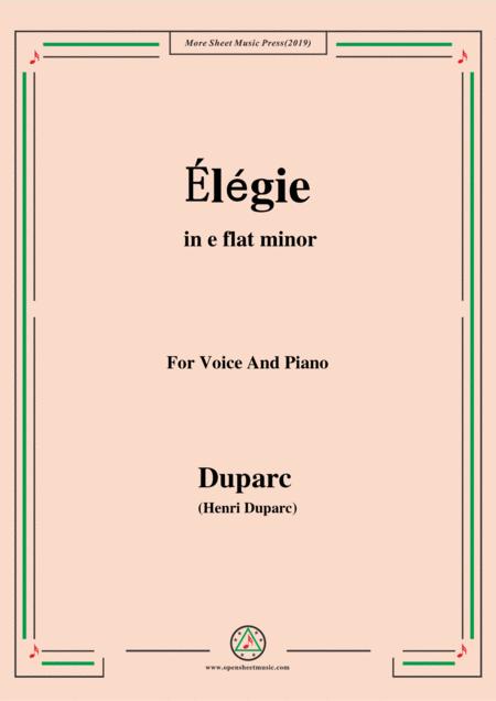 Duparc Lgie In E Flat Minor Sheet Music