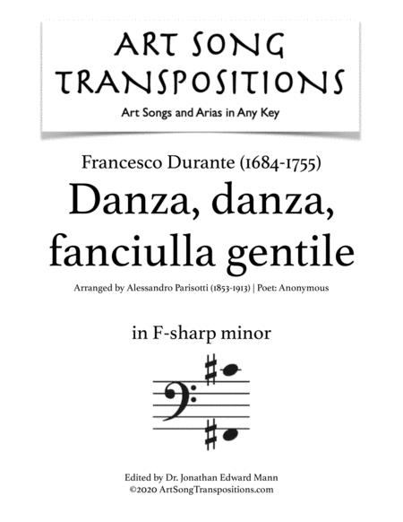 Durante Danza Danza Fanciulla Gentile Transposed To F Sharp Minor Bass Clef Sheet Music