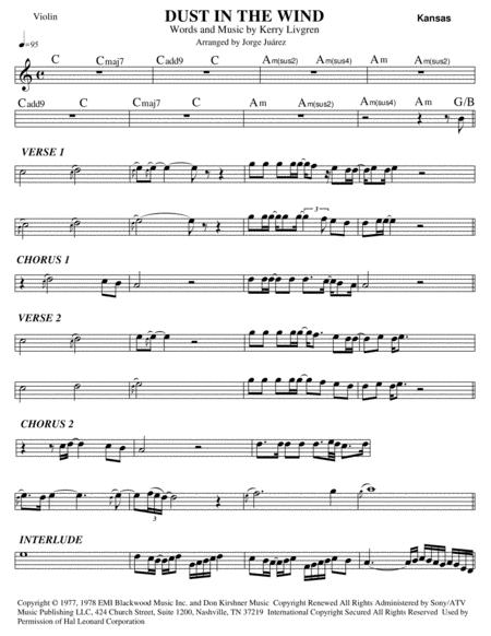 Free Sheet Music Dust In The Wind Violin