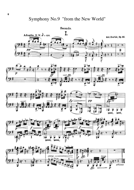 Dvorak Symphony No 9 I Ii For Piano Duet 1 Piano 4 Hands Pd805 Sheet Music