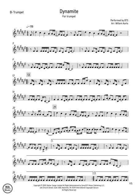 Dynamite Bts Trumpet Sheet Music