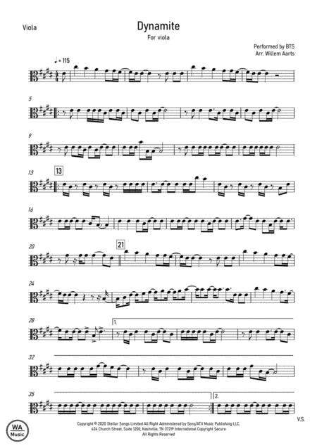 Free Sheet Music Dynamite Bts Viola