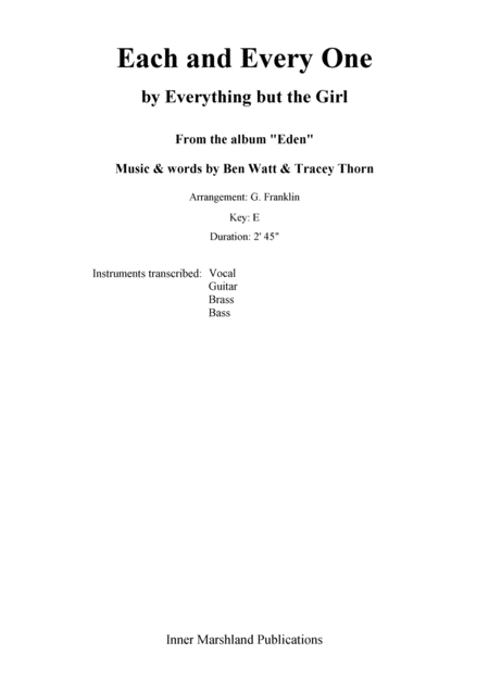 Free Sheet Music Each And Every One