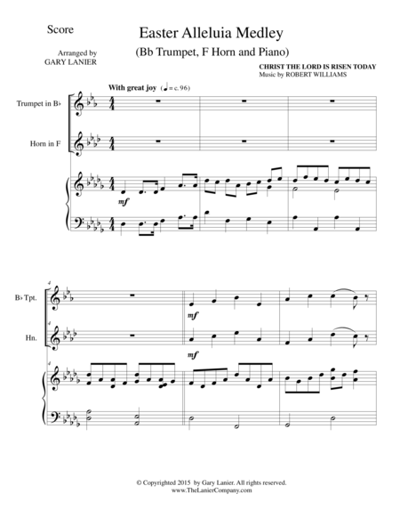 Easter Alleluia Medley Trio Bb Trumpet F Horn Piano Score And Parts Sheet Music