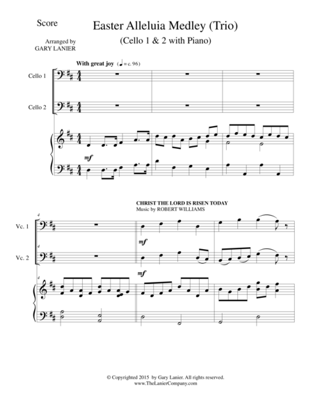 Easter Alleluia Medley Trio Cello 1 2 With Piano Score And Parts Sheet Music