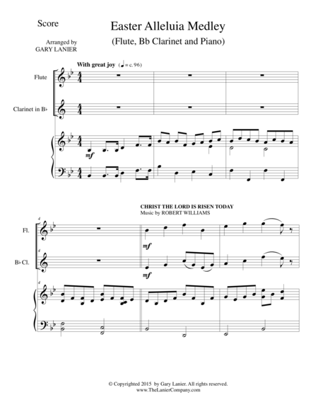 Easter Alleluia Medley Trio Flute Bb Clarinet Piano Score And Parts Sheet Music