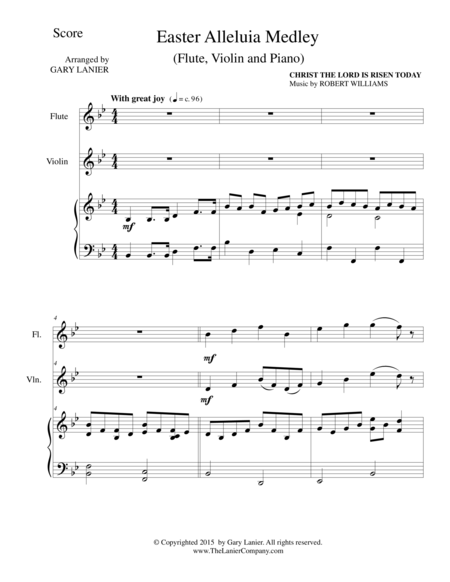 Easter Alleluia Medley Trio Flute Violin Piano Score And Parts Sheet Music