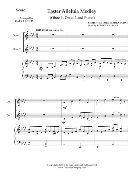 Easter Alleluia Medley Trio Oboe 1 Oboe2 Piano Score And Parts Sheet Music