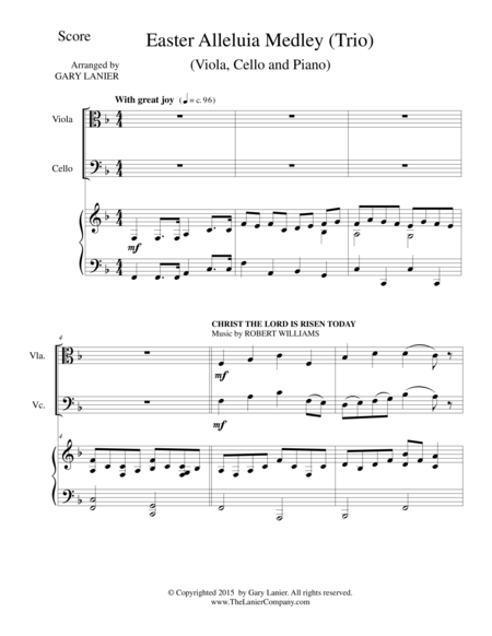 Easter Alleluia Medley Trio Viola Cello And Piano Score And Parts Sheet Music