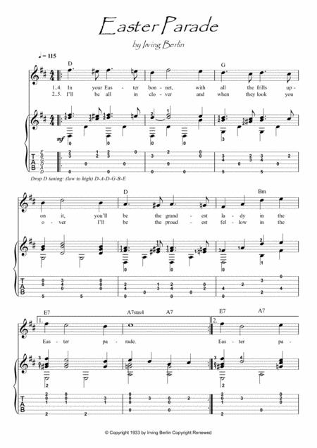 Free Sheet Music Easter Parade Guitar Fingerstyle