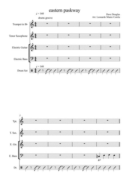 Eastern Parkway For Jazz Combo Trumpet Bb Tenor Saxophone Guitar Bass And Drums Sheet Music