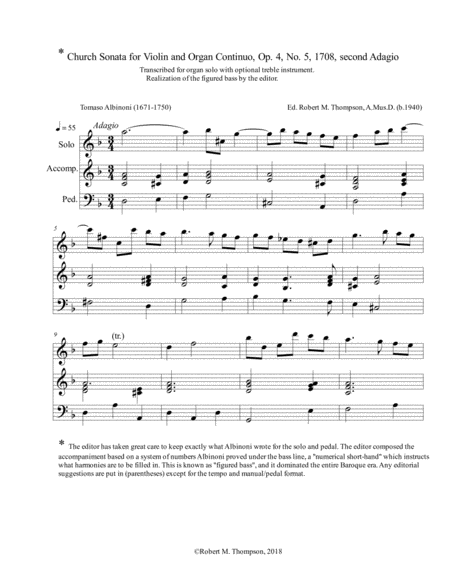 Easy Baroque Trio For Organ Or Organ And Instrument Sheet Music