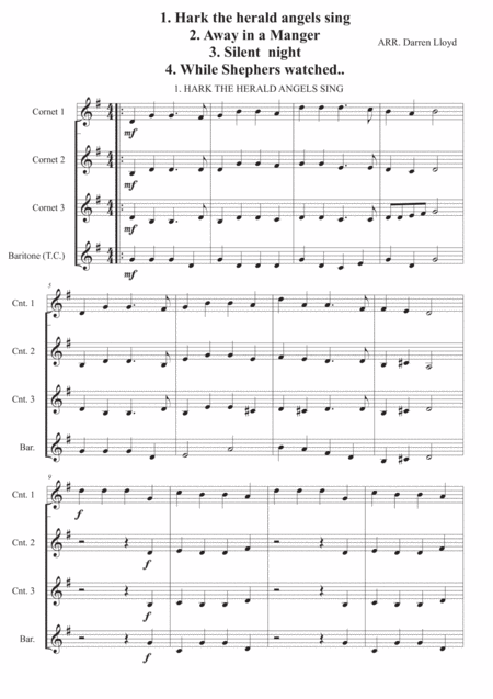 Easy Christmas Carol Selection For Brass Quartet Sheet Music