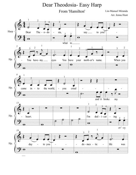 Free Sheet Music Easy Harp Dear Theodosia