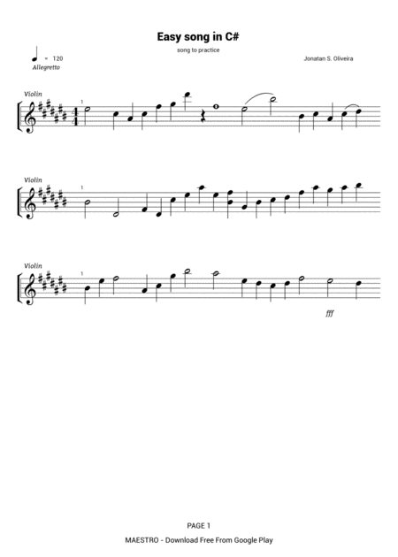 Easy Song In C Sheet Music