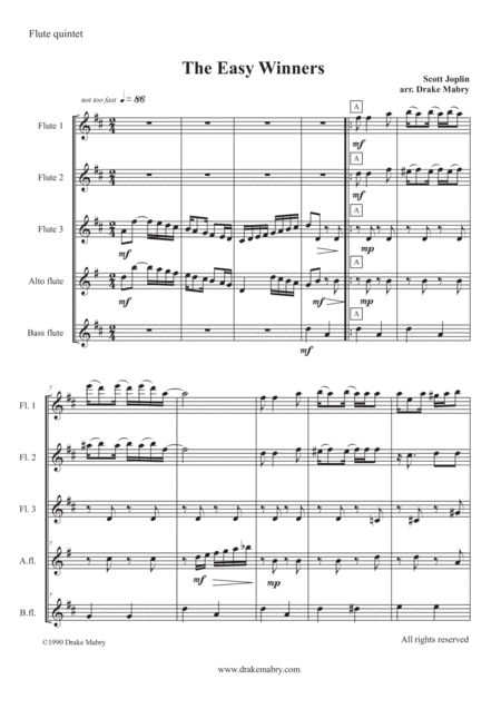 Easy Winners Flutes Sheet Music