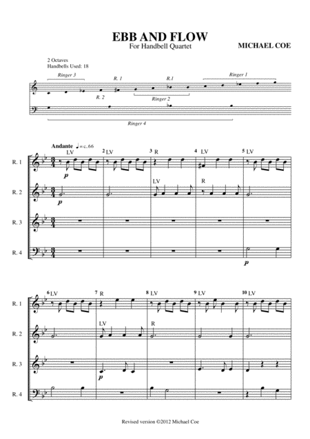 Ebb And Flow Handbell Quartet 2 Octaves Sheet Music