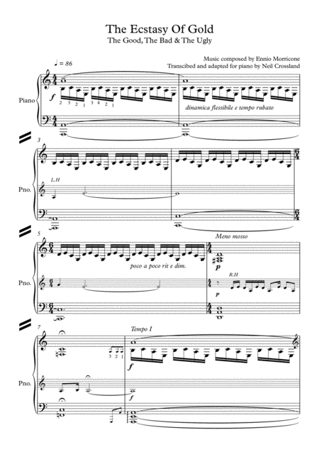 Free Sheet Music Ecstasy Of Gold From The Good The Bad And The Ugly