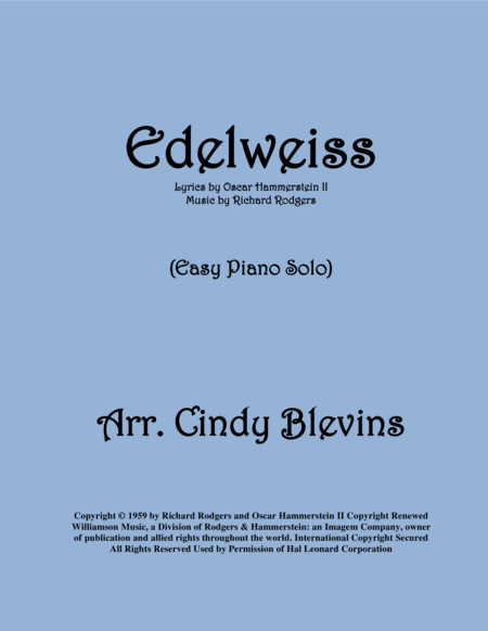 Edelweiss An Easy Piano Solo Arrangement Sheet Music