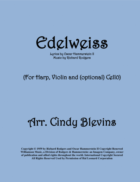 Edelweiss Arranged For Harp Violin And Optional Cello Sheet Music