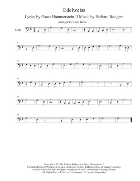 Free Sheet Music Edelweiss Cello