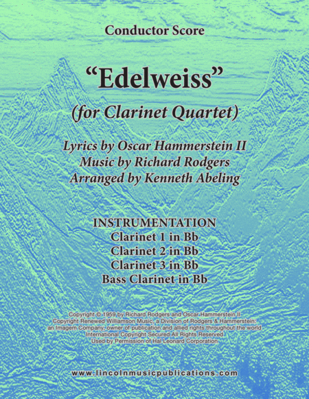 Free Sheet Music Edelweiss For Clarinet Quartet