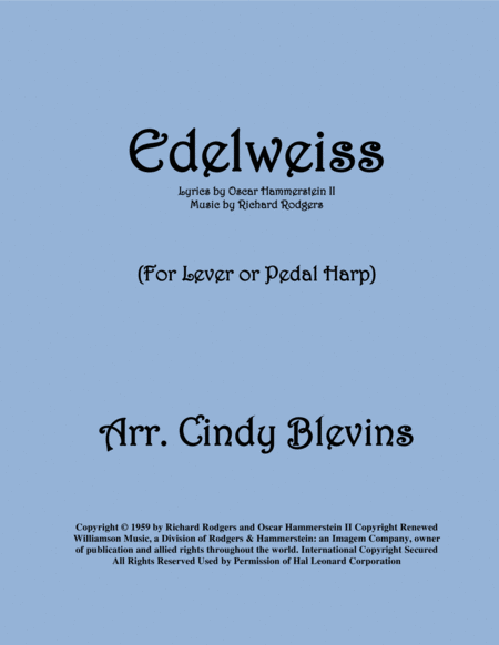 Free Sheet Music Edelweiss For Lever Or Pedal Harp