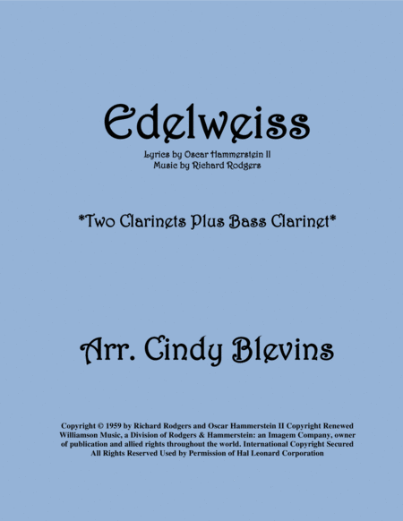 Free Sheet Music Edelweiss For Two Clarinets And Bass Clarinet