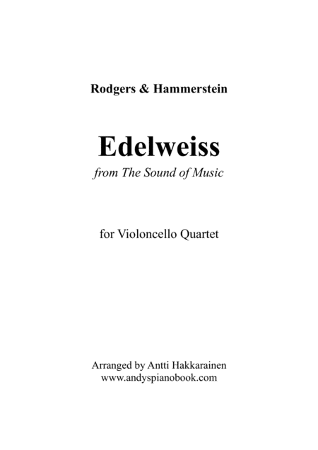 Edelweiss From The Sound Of Music Cello Quartet Sheet Music