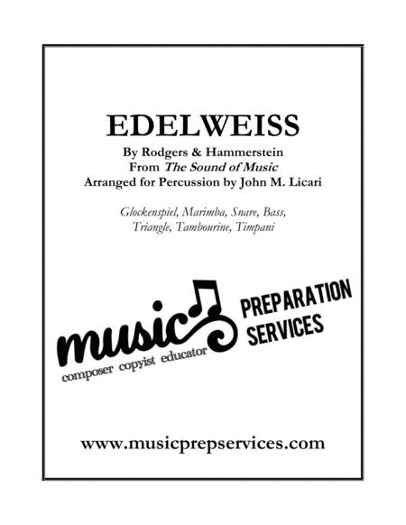 Free Sheet Music Edelweiss Rodgers Hammerstein Percussion Ensemble