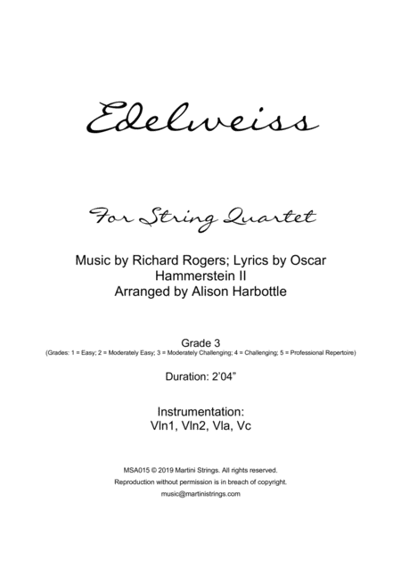 Edelweiss String Quartet Sheet Music