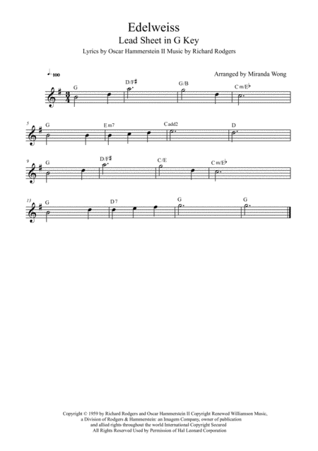 Edelweiss Tenor Or Soprano Saxophone Solo Sheet Music