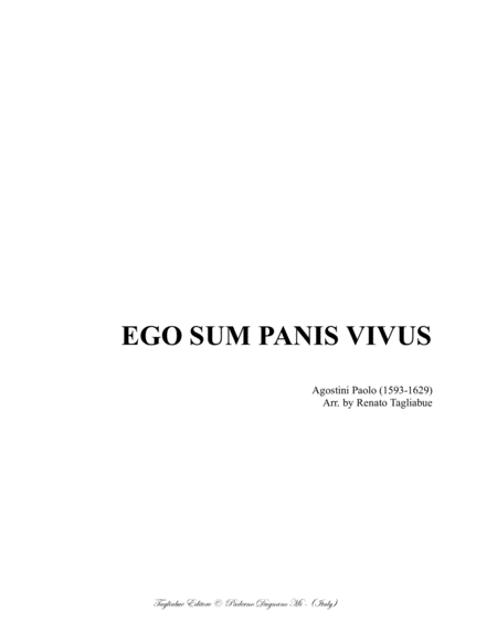 Free Sheet Music Ego Sum Panis Vivus P Agostini For Satb Choir