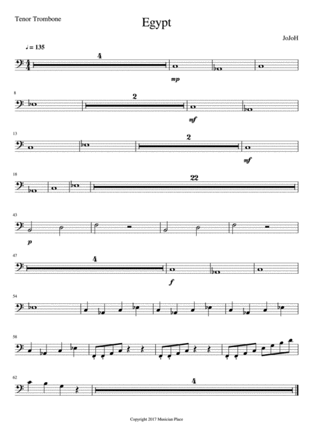 Free Sheet Music Egypt Tenor Trombone