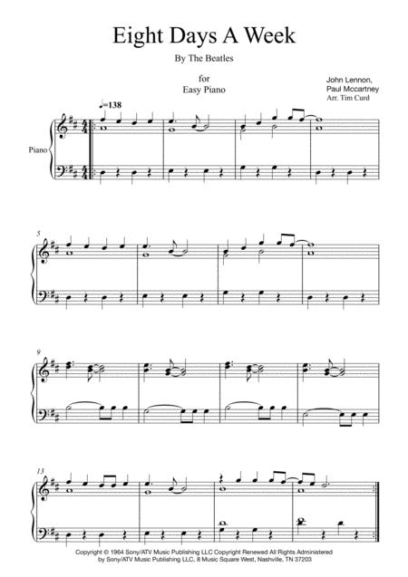 Free Sheet Music Eight Days A Week For Piano