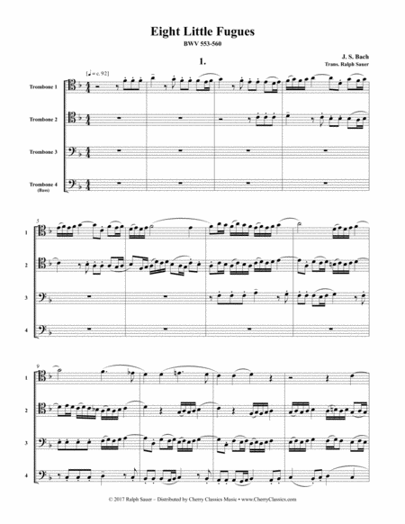 Eight Little Fugues For Four Trombones Bwv 553 560 Sheet Music