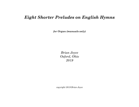 Eight Shorter Preludes On English Hymns For Manuals Only Sheet Music