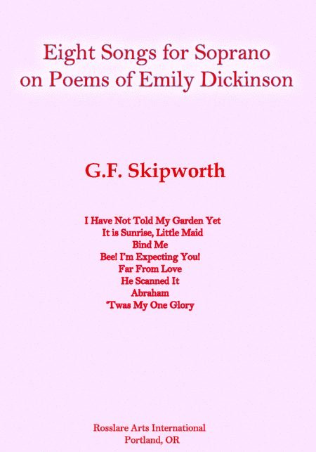 Free Sheet Music Eight Songs For Soprano On Poems Of Emily Dickinson