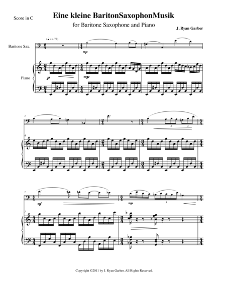 Eine Kleine Baritonsaxophonmusik For Baritone Saxophone And Piano Sheet Music