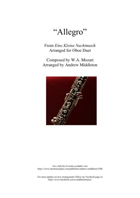 Eine Kleine Nachtmusik Arranged For Oboe Duet Sheet Music