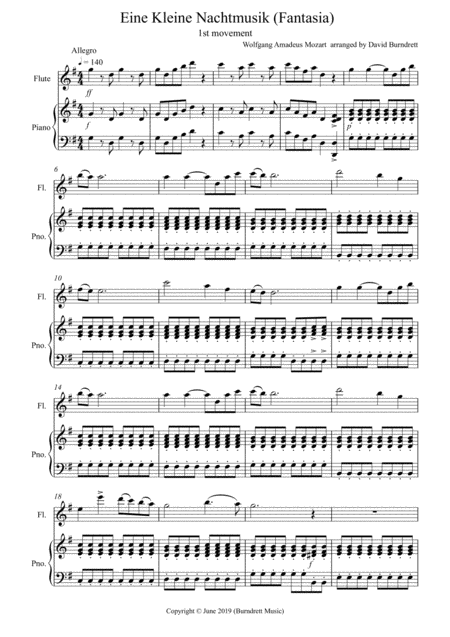 Eine Kleine Nachtmusik Fantasia 1st Movement For Flute And Piano Sheet Music