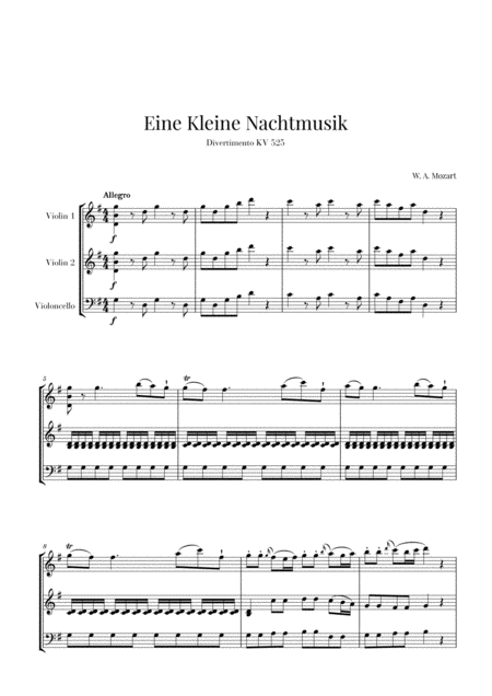 Eine Kleine Nachtmusik For 2 Violins And Cello Sheet Music