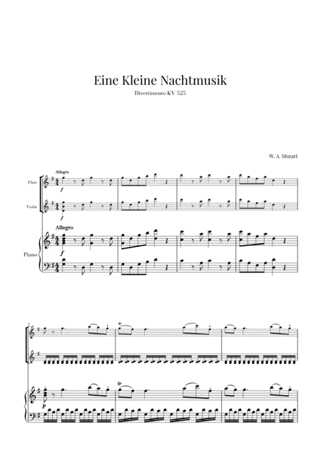 Eine Kleine Nachtmusik For Flute Violin And Piano Sheet Music