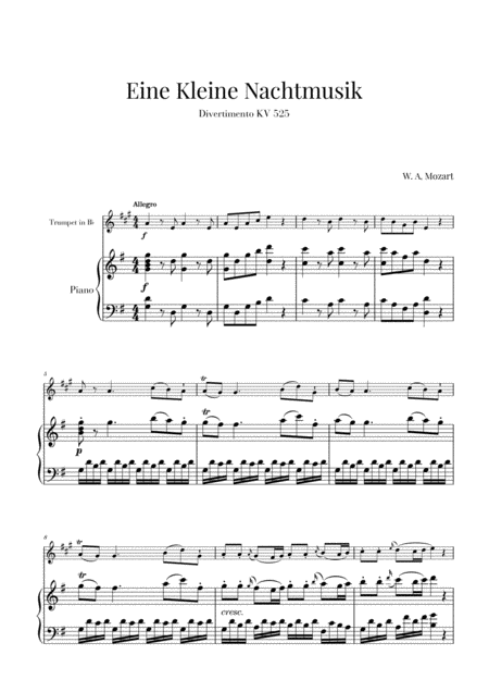 Eine Kleine Nachtmusik For Trumpet And Piano Sheet Music