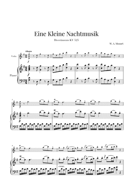 Eine Kleine Nachtmusik For Violin And Piano Sheet Music