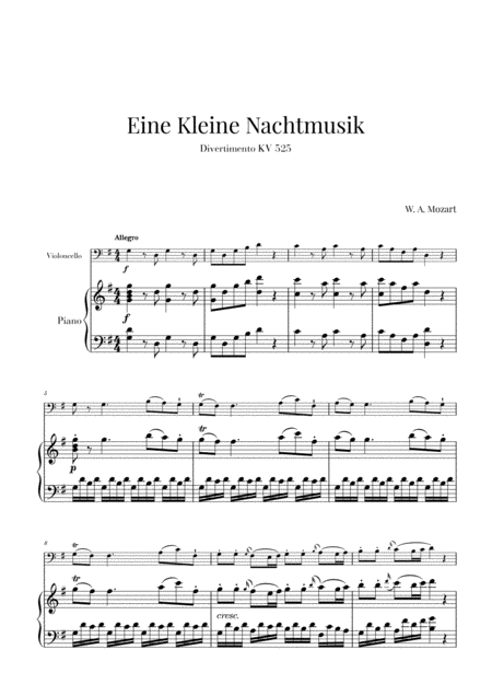 Eine Kleine Nachtmusik For Violoncello And Piano Sheet Music